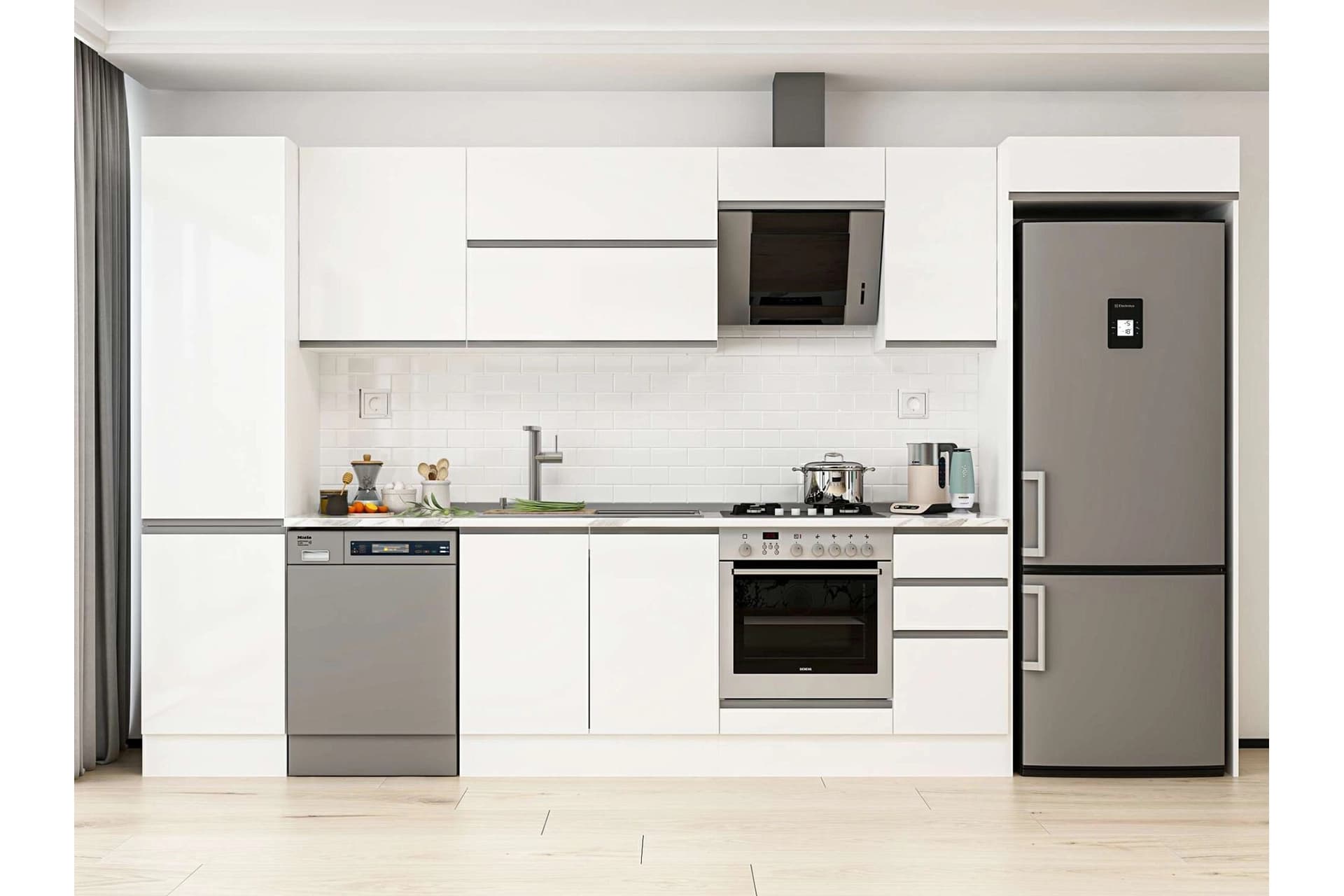 ALVİNKA 370X222 CM MUTFAK DOLABI, MBB E80B50S40 2 BEYAZ SUNTALAM