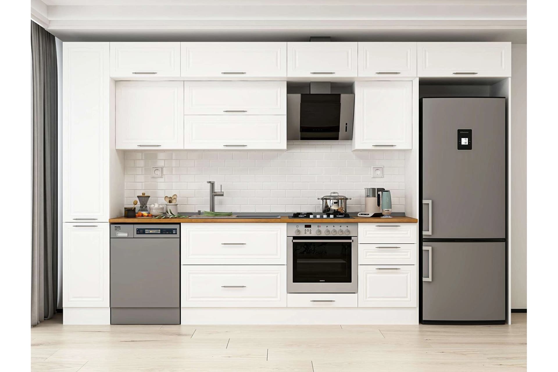 ALVİNKA 370X240 CM KLASİK MEBRAN MUTFAK DOLABI, MBB E80B40S50 2 MEBRAN BEYAZ SUNTALAM
