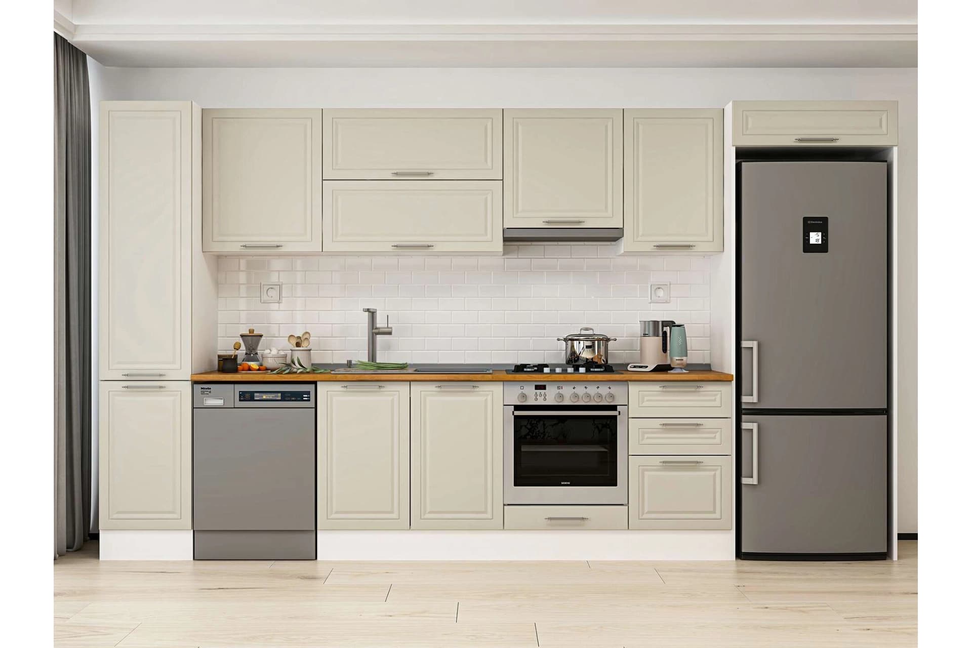ALVİNKA 375X222 CM KLASİK MEBRAN MUTFAK DOLABI, MBB E80B45S50 1 MEBRAN KUMTAŞI SUNTALAM