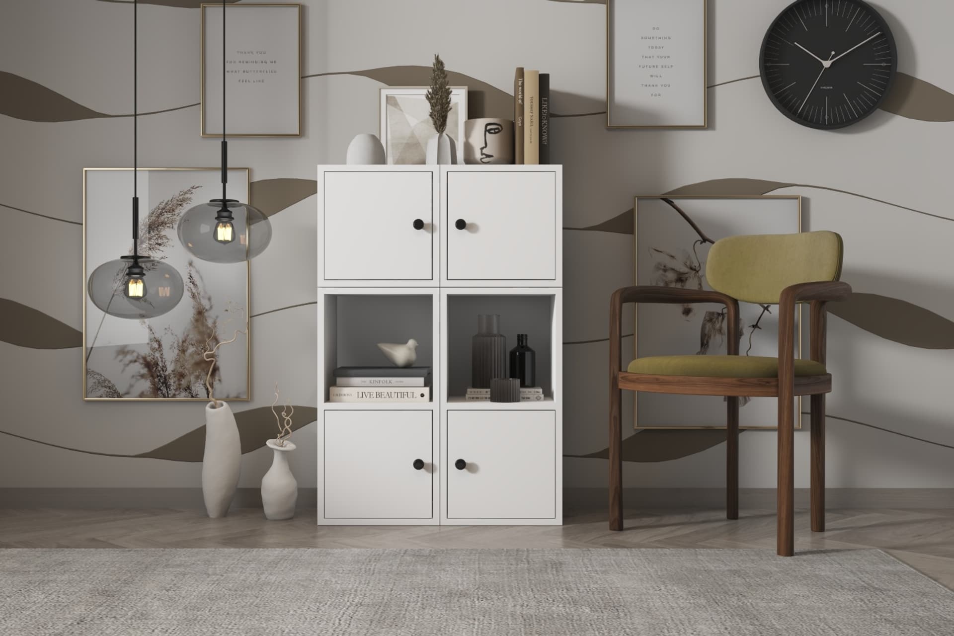 LEKSA KAPAKLI RAFLI KİTAPLIK 65 CM BEYAZ KTP-1026-Ç