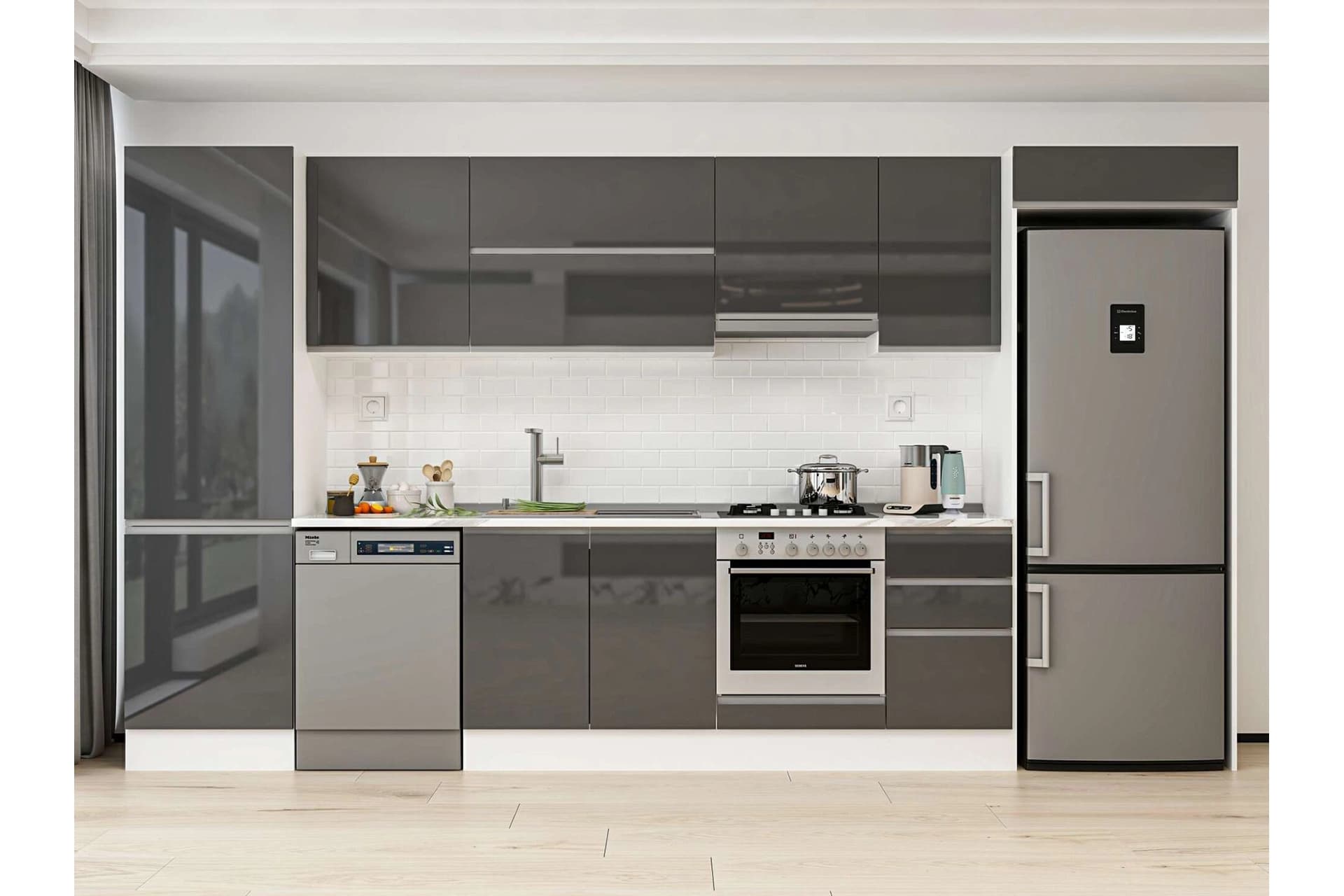 ALVİNKA 395X222 CM MUTFAK DOLABI, MBB E90B60S45 1 ANTRASİT SUNTALAM