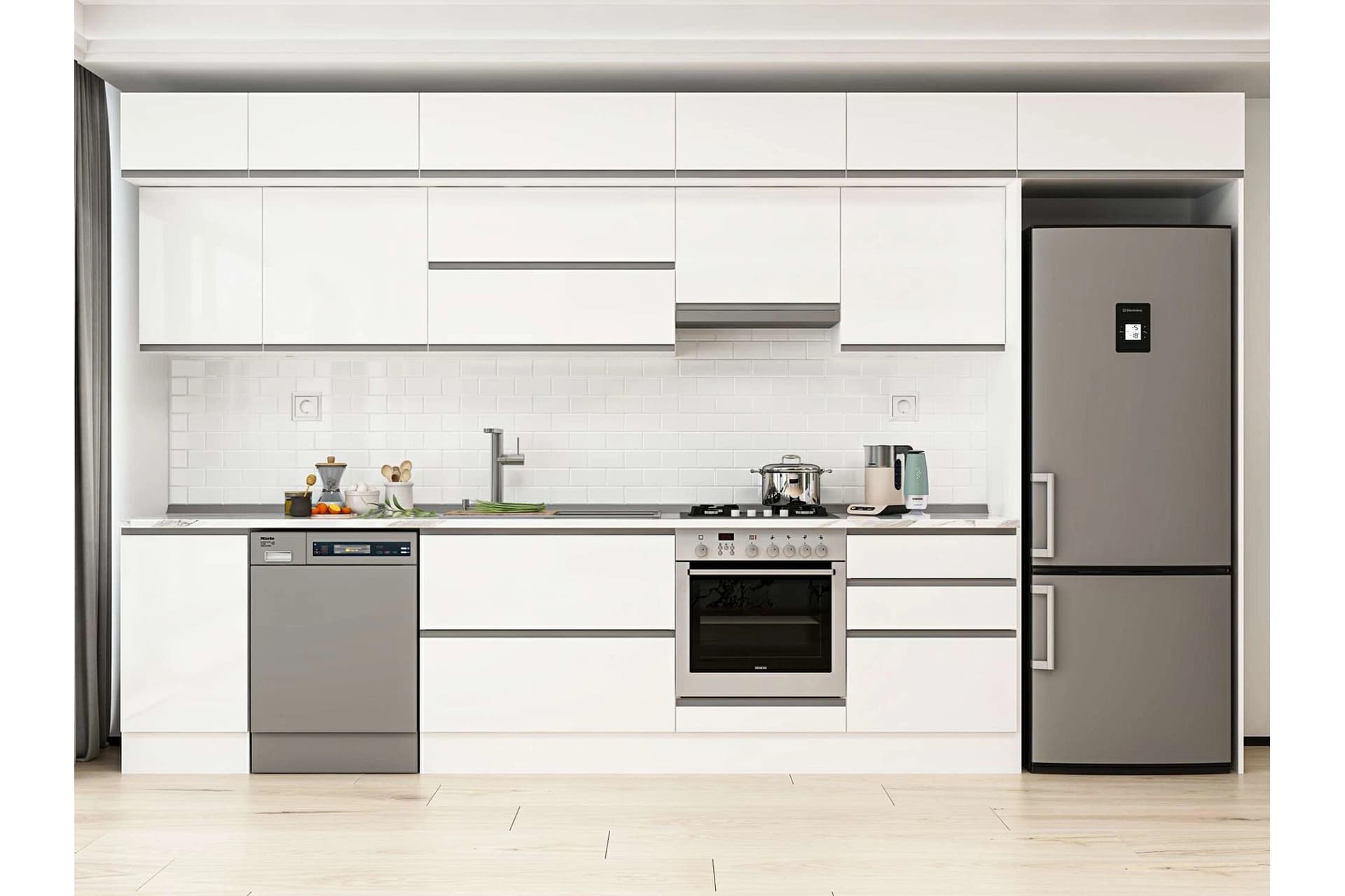 ALVİNKA 395X240 CM MUTFAK DOLABI, MB E90S45S60 1 BEYAZ SUNTALAM