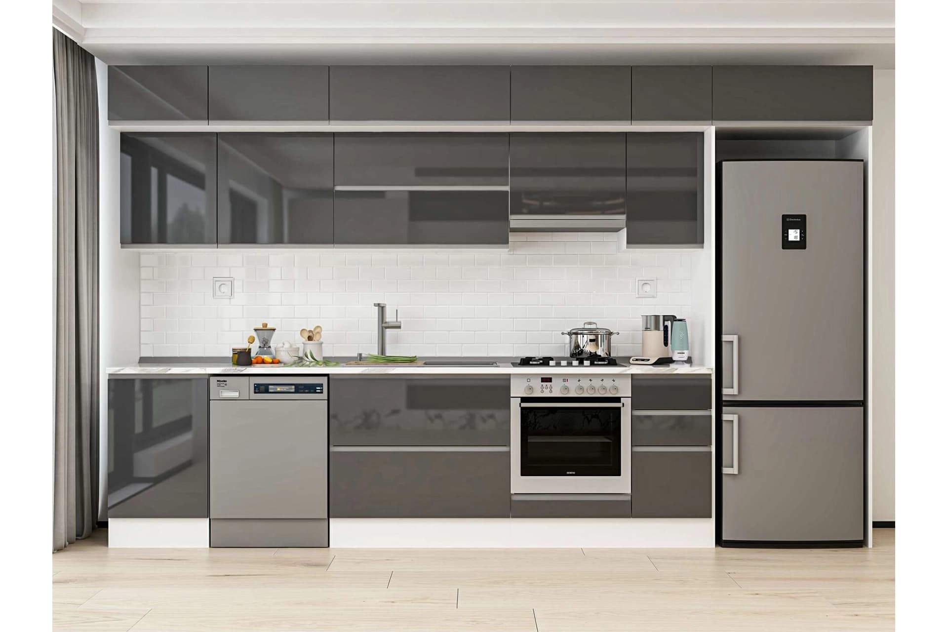 ALVİNKA 370X240 CM MUTFAK DOLABI, MB E80S50S40 1 ANTRASİT SUNTALAM