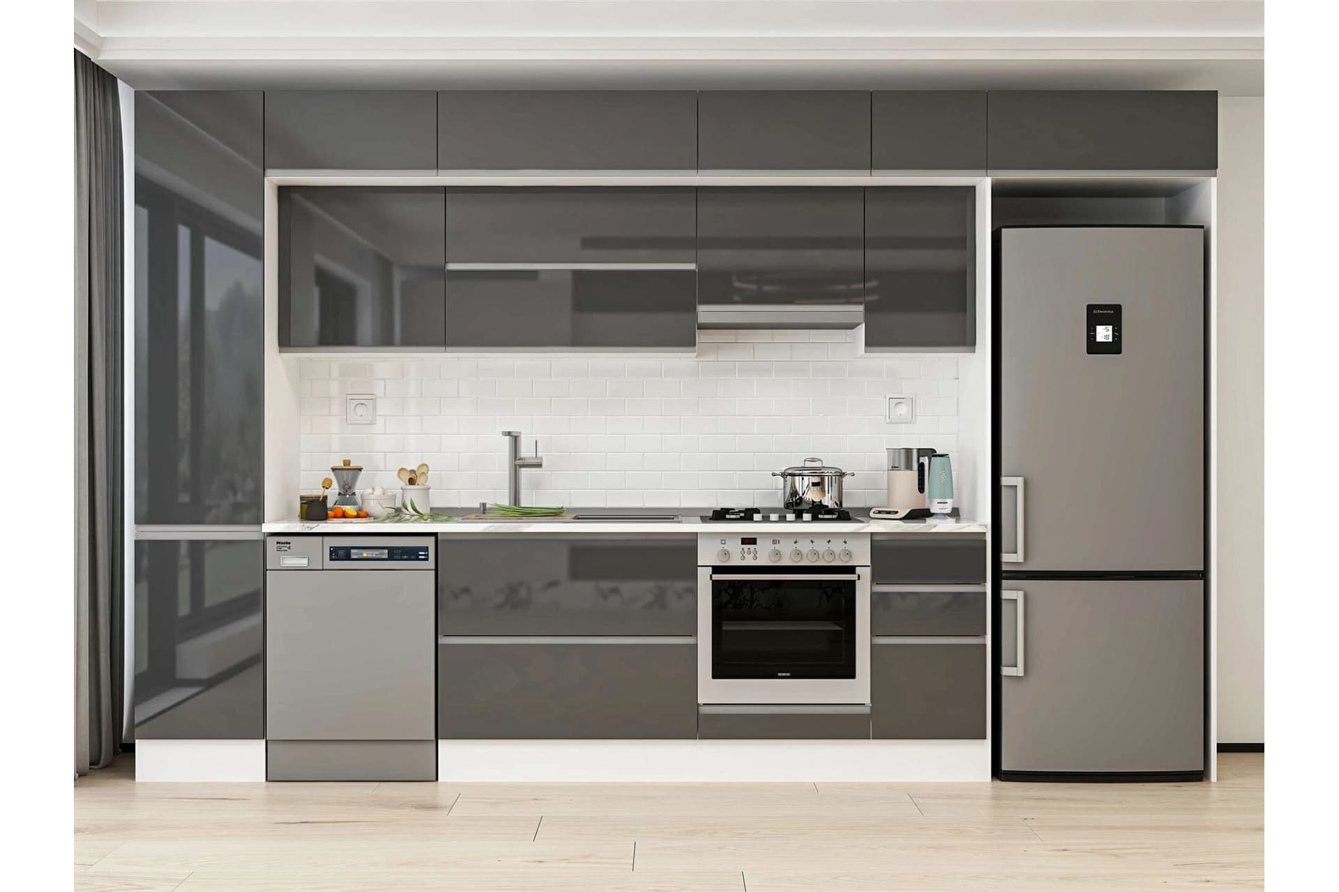 ALVİNKA 365X240 CM MUTFAK DOLABI, MBB E80B45S40 1 ANTRASİT SUNTALAM