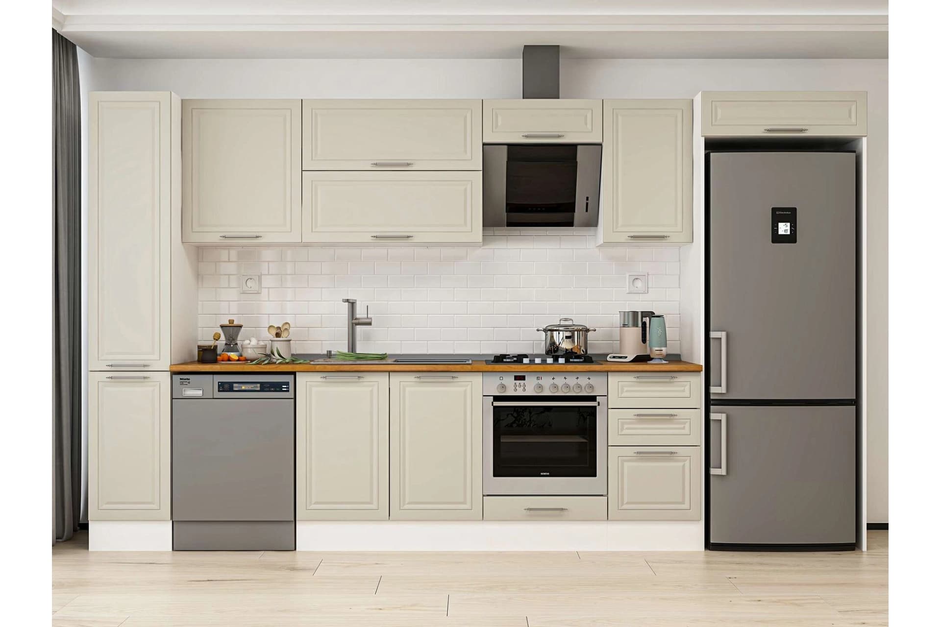ALVİNKA 375X222 CM KLASİK MEBRAN MUTFAK DOLABI, MBB E90B40S45 2 MEBRAN KUMTAŞI SUNTALAM