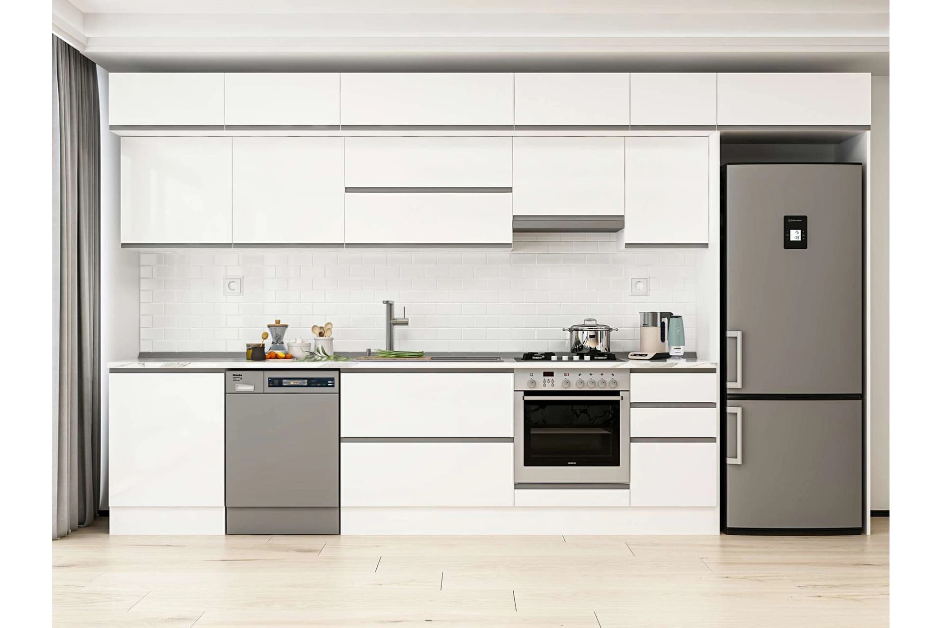 ALVİNKA 385X240 CM MUTFAK DOLABI, MB E80S60S45 1 BEYAZ SUNTALAM
