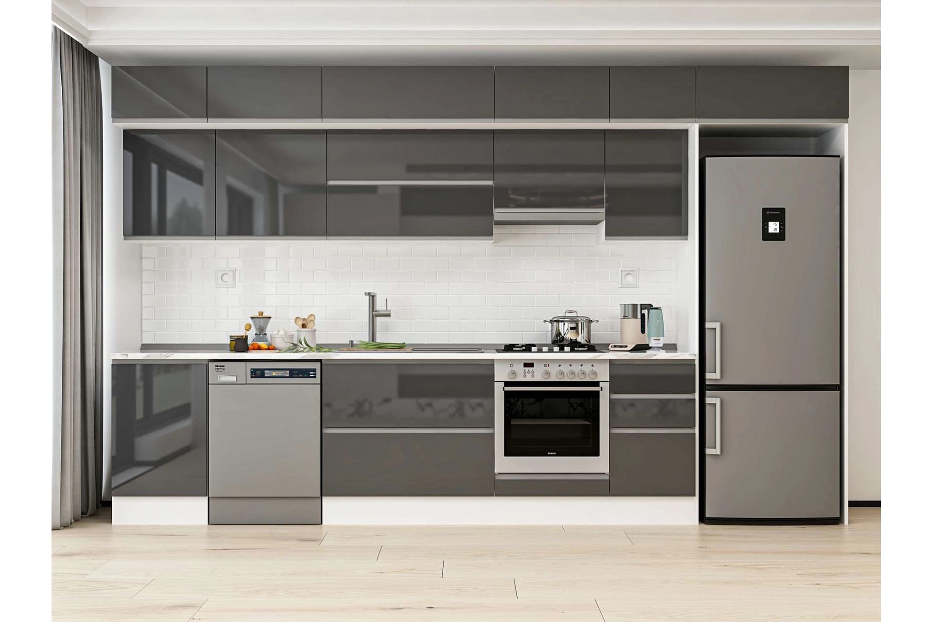 ALVİNKA 375X240 CM MUTFAK DOLABI, MB E80S50S45 1 ANTRASİT SUNTALAM