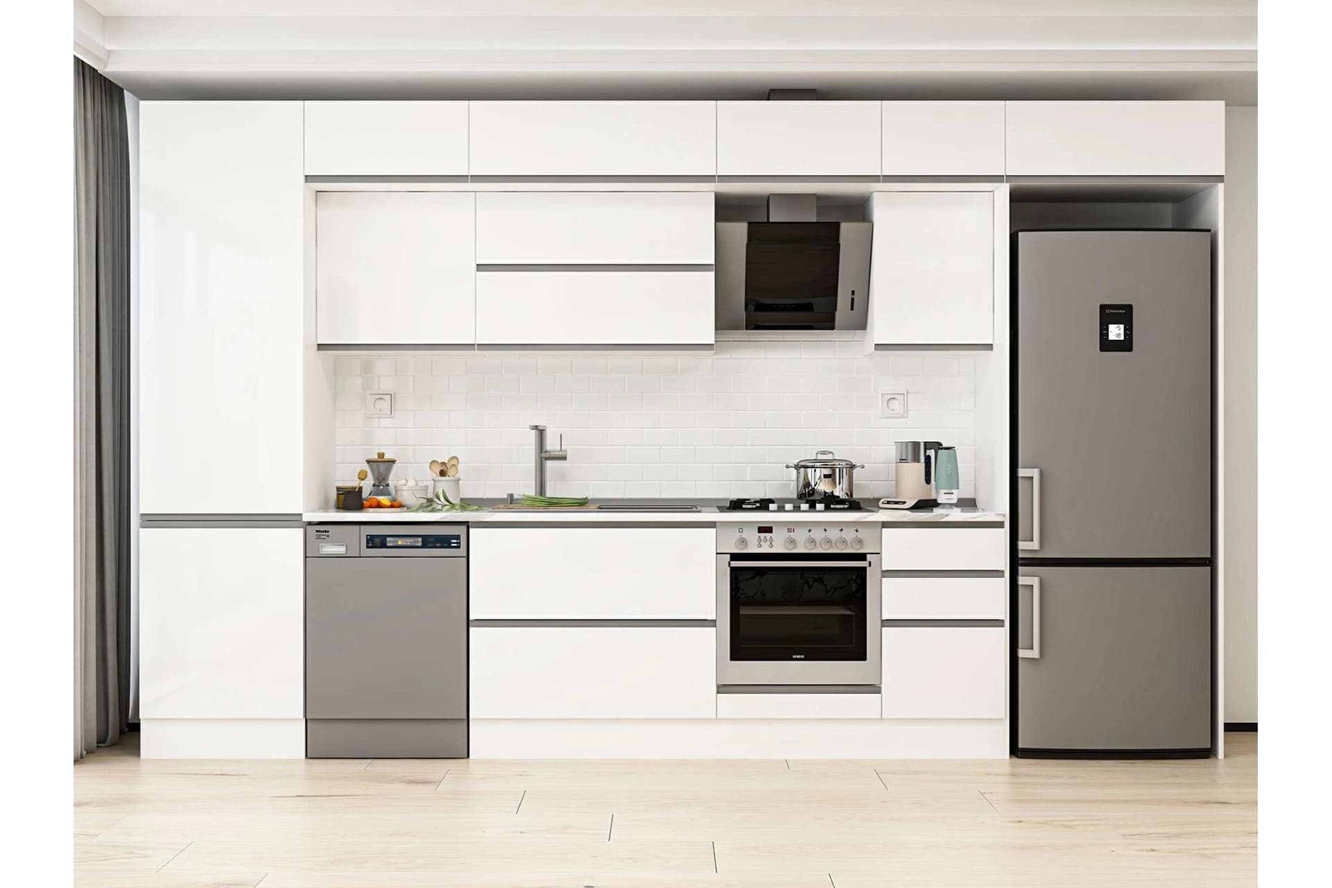 ALVİNKA 385X240 CM MUTFAK DOLABI, MBB E80B60S45 2 BEYAZ SUNTALAM
