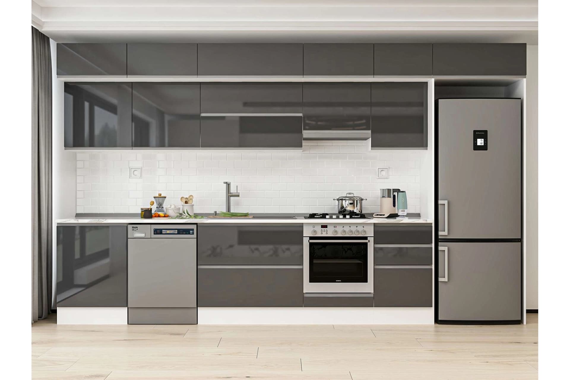 ALVİNKA 400X240 CM MUTFAK DOLABI, MB E90S60S50 1 ANTRASİT SUNTALAM