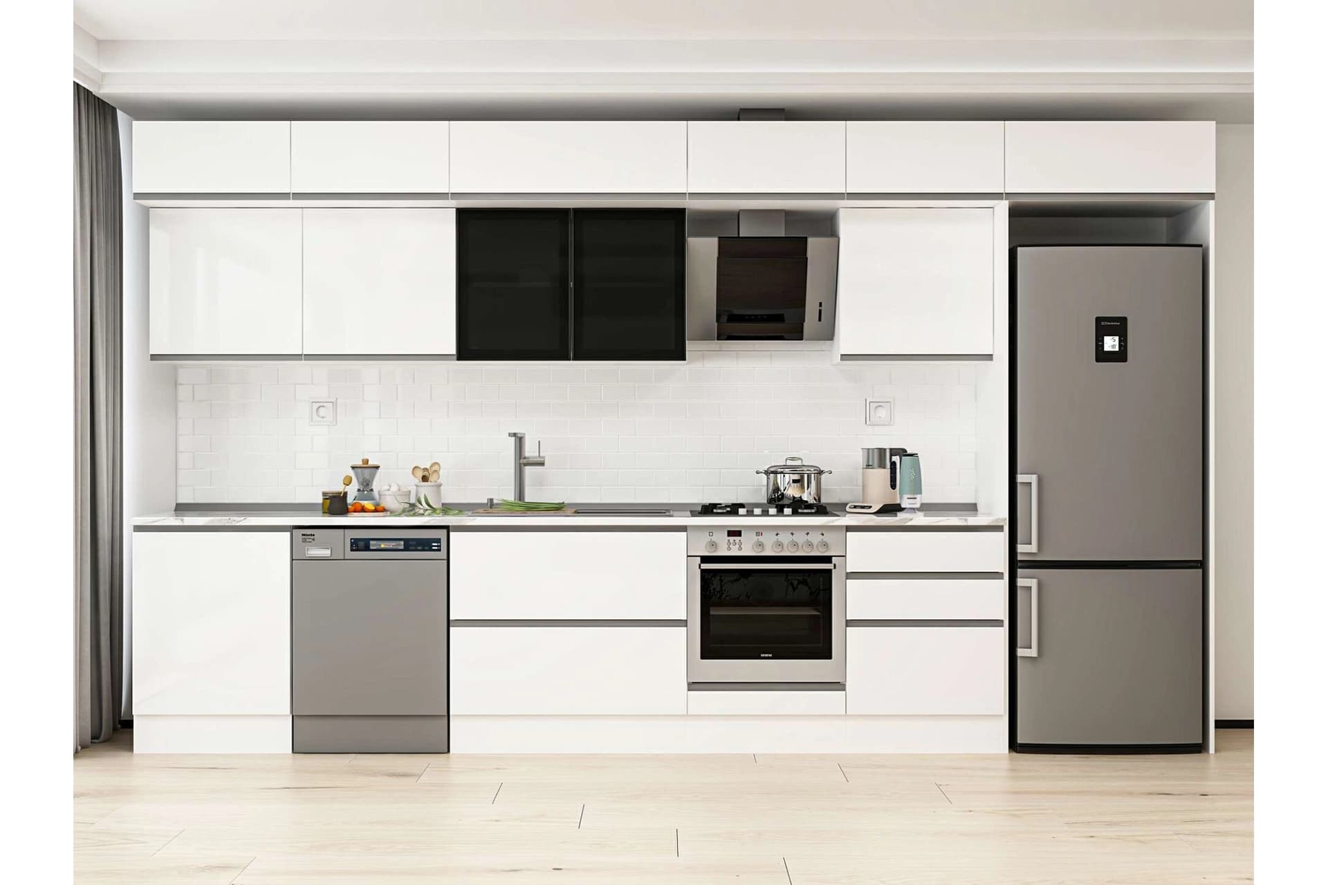 ALVİNKA 400X240 CM MUTFAK DOLABI, MB E80S60S60 3 BEYAZ SUNTALAM