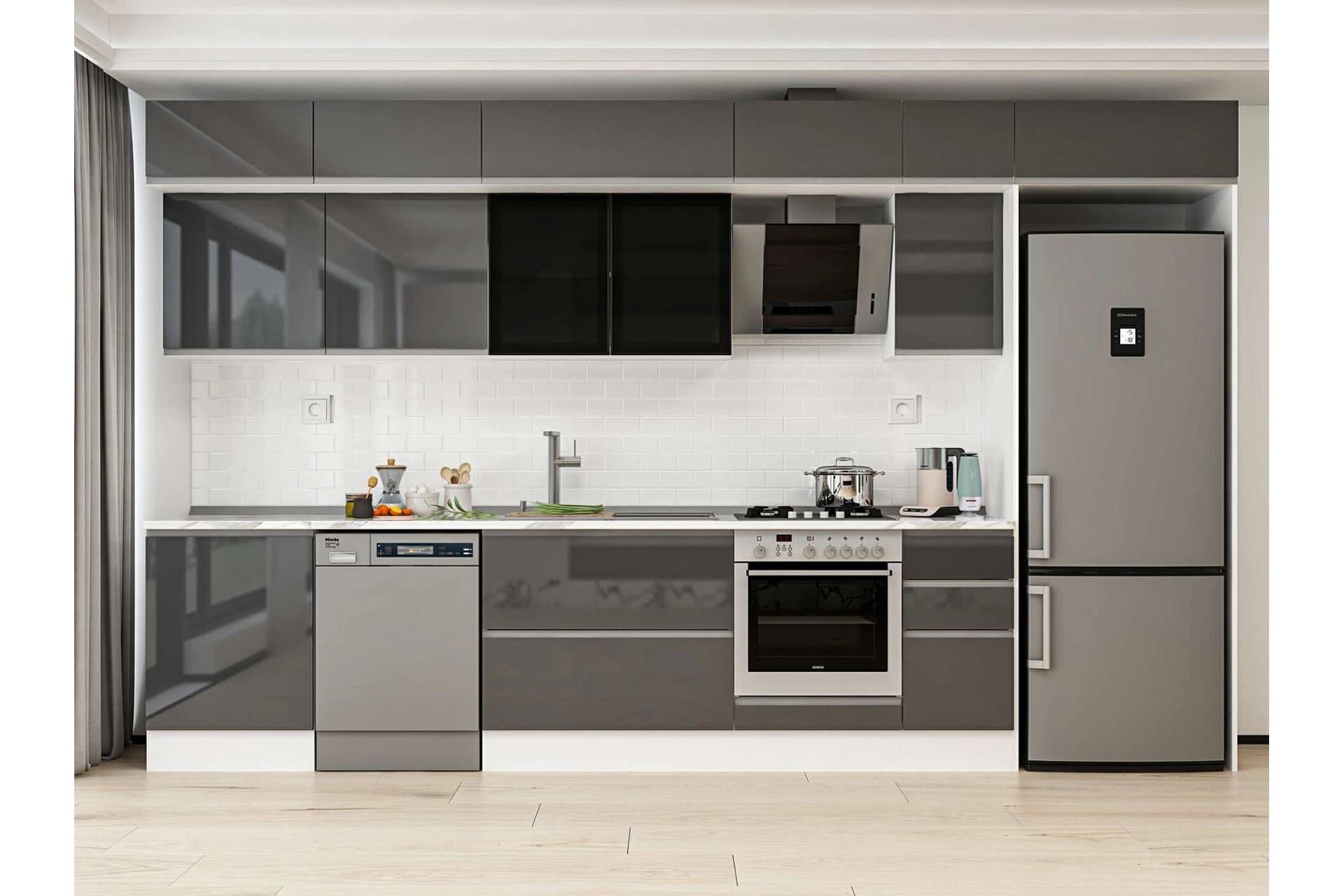 ALVİNKA 380X240 CM MUTFAK DOLABI, MB E80S60S40 3 ANTRASİT SUNTALAM