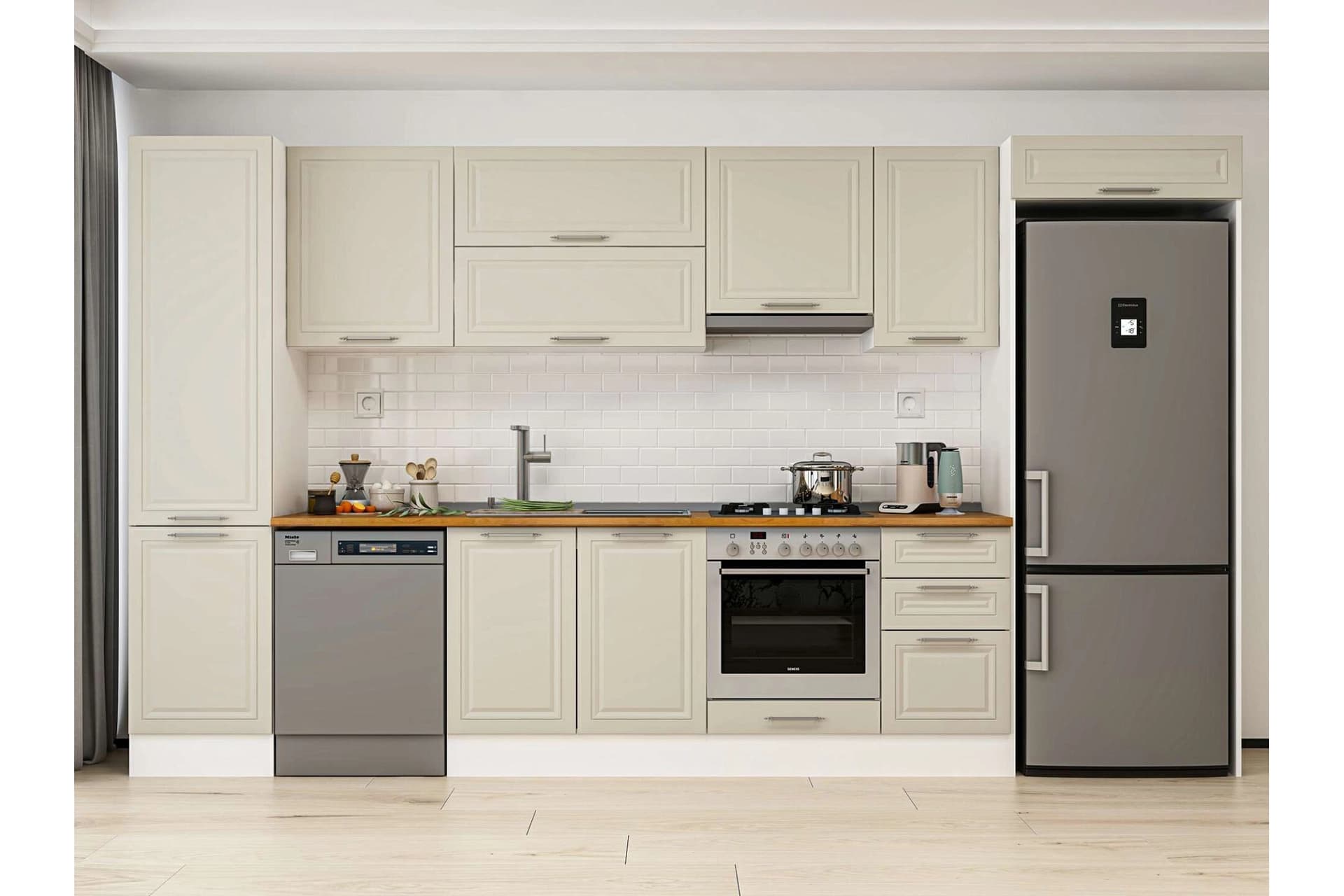ALVİNKA 375X222 CM KLASİK MEBRAN MUTFAK DOLABI, MBB E80B50S45 1 MEBRAN KUMTAŞI SUNTALAM