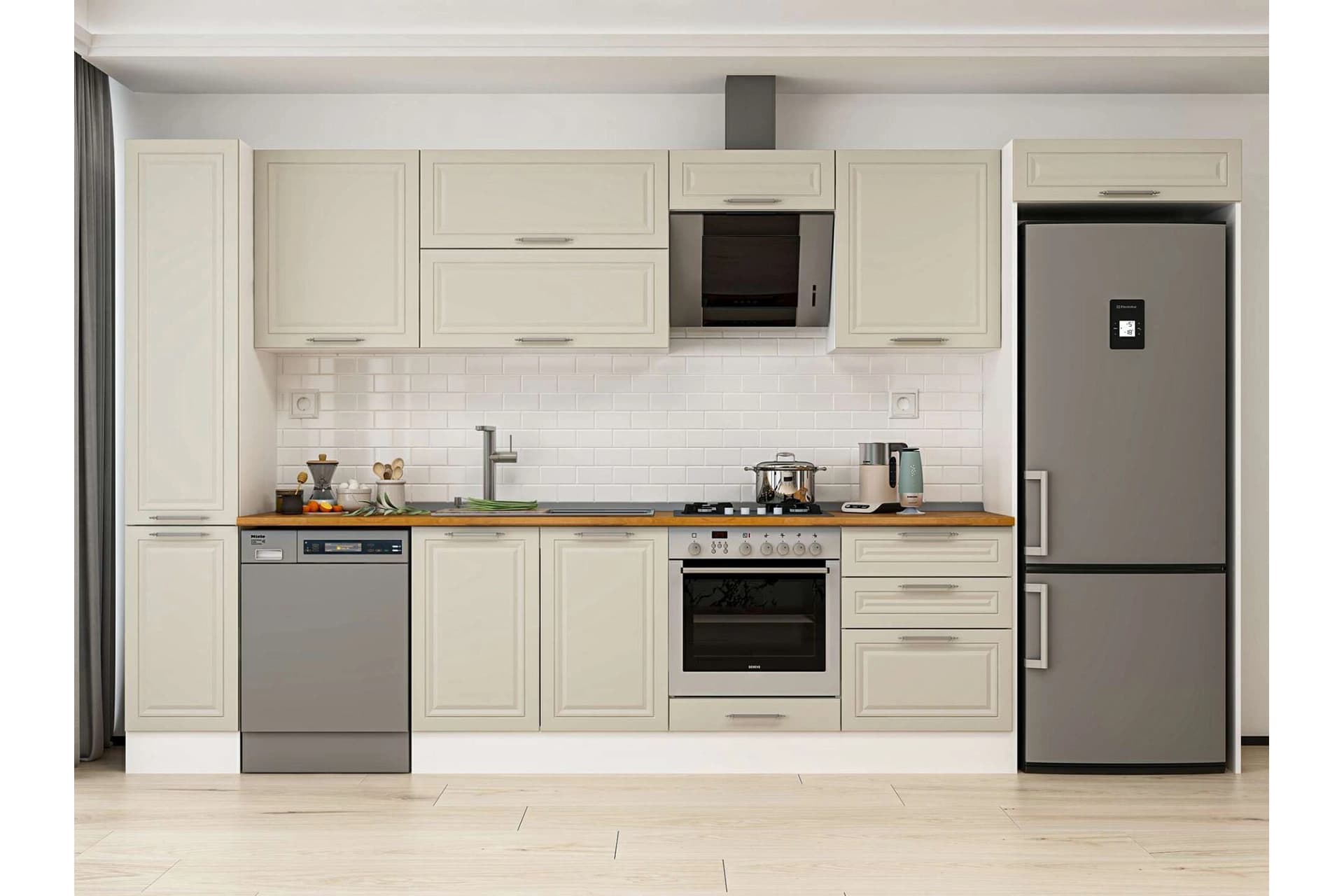ALVİNKA 380X222 CM KLASİK MEBRAN MUTFAK DOLABI, MBB E80B40S60 2 MEBRAN KUMTAŞI SUNTALAM