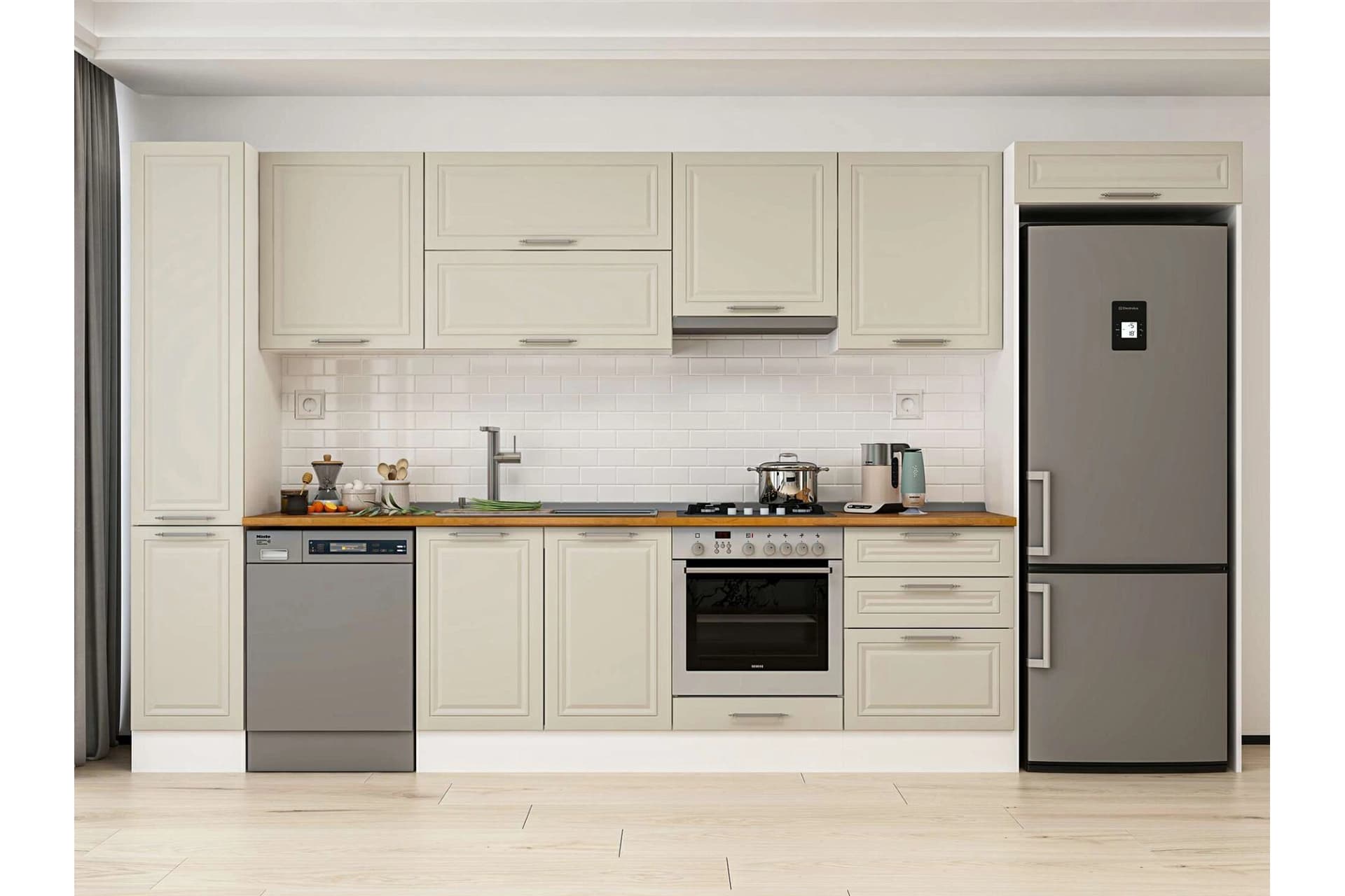 ALVİNKA 380X222 CM KLASİK MEBRAN MUTFAK DOLABI, MBB E80B40S60 1 MEBRAN KUMTAŞI SUNTALAM