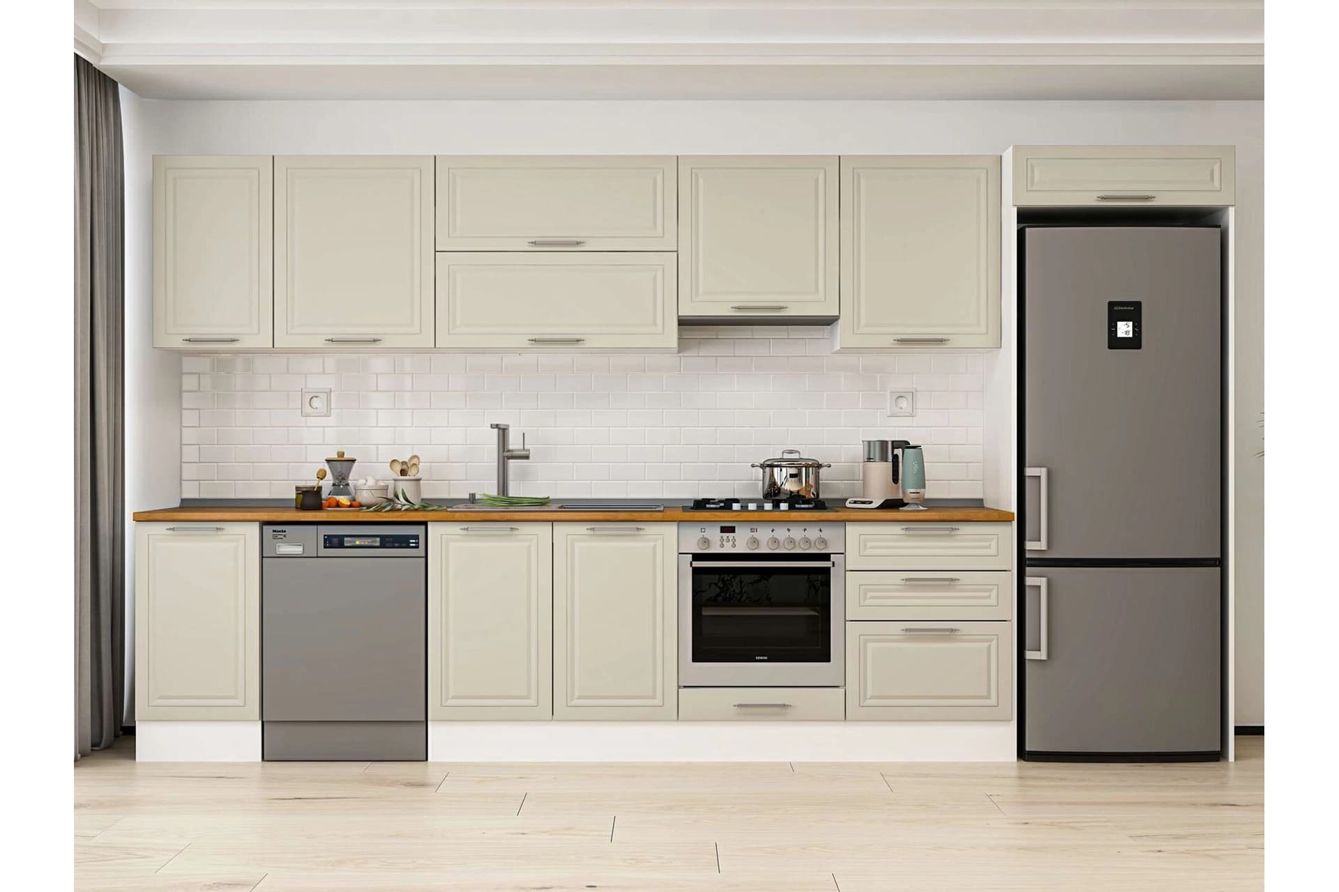 ALVİNKA 385X222 CM KLASİK MEBRAN MUTFAK DOLABI, MB E80S45S60 1 MEBRAN KUMTAŞI SUNTALAM