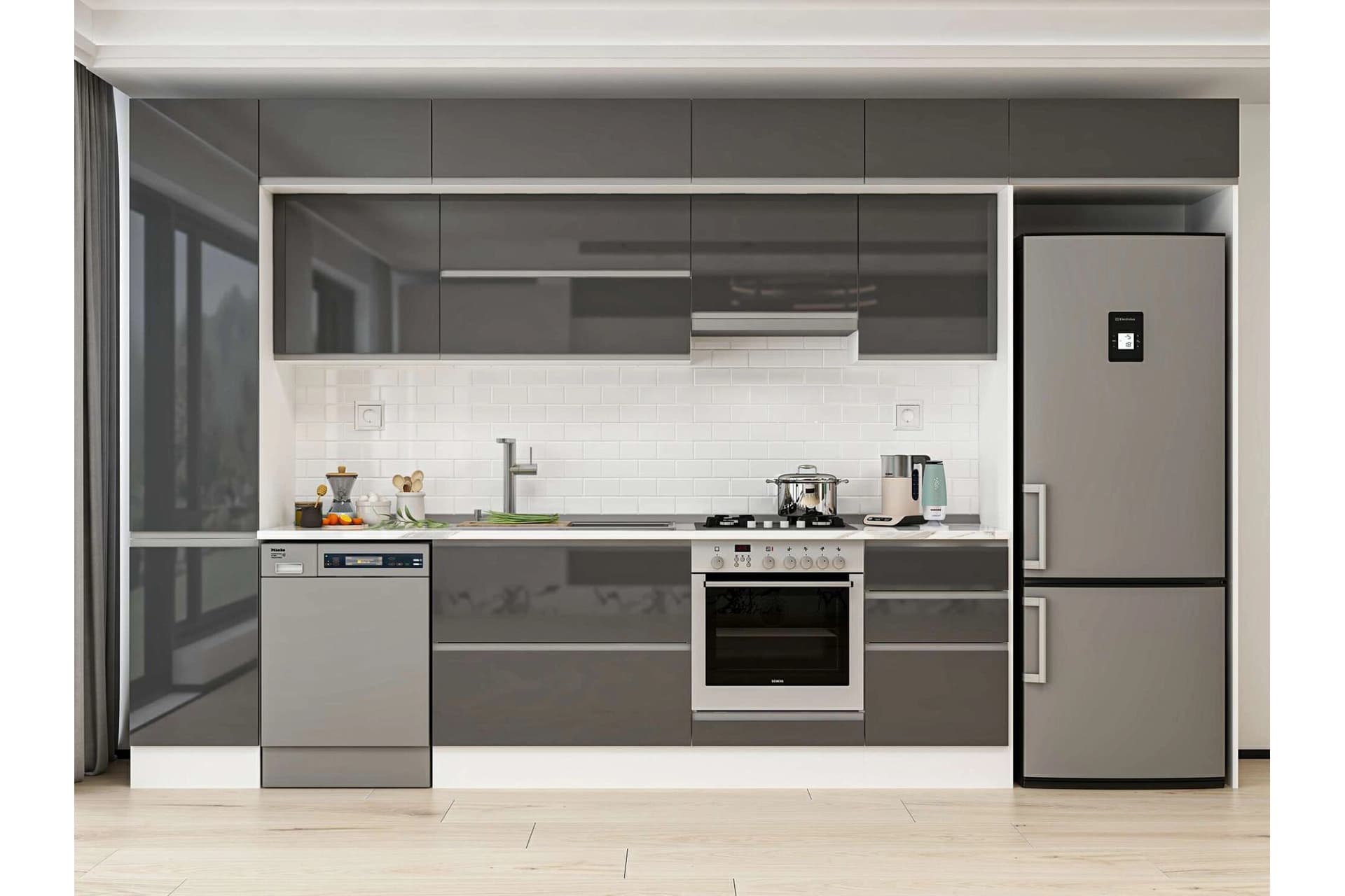 ALVİNKA 375X240 CM MUTFAK DOLABI, MBB E80B45S50 1 ANTRASİT SUNTALAM