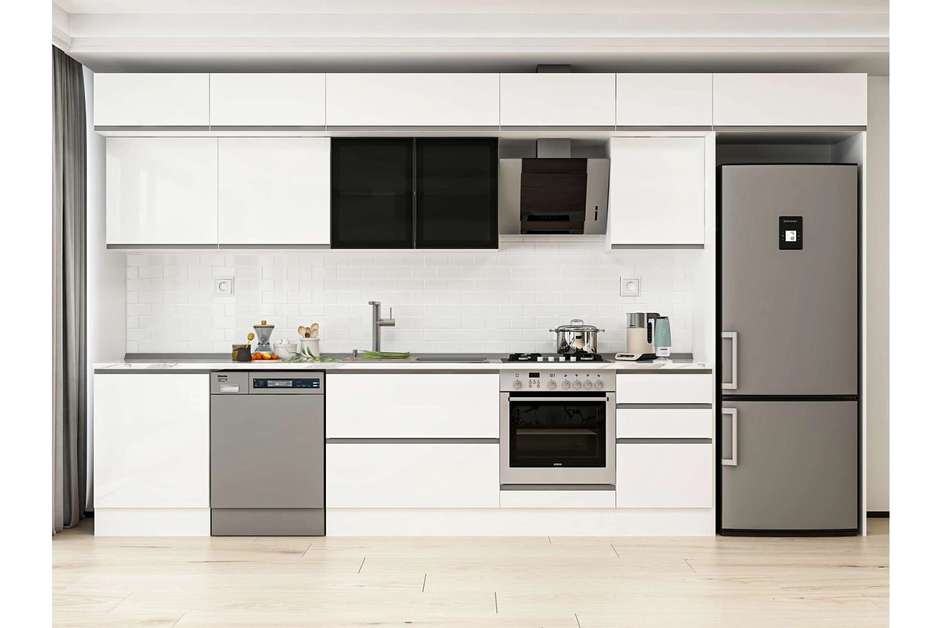 ALVİNKA 400X240 CM MUTFAK DOLABI, MB E90S60S50 3 BEYAZ SUNTALAM