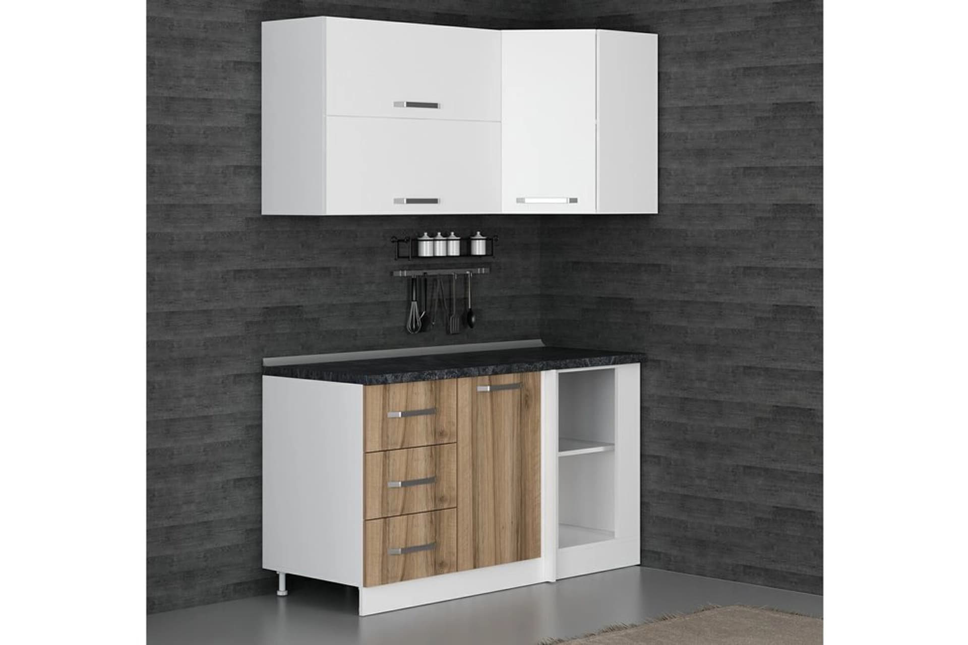 MİNAR 150CM KÖŞE MUTFAK DOLABI BEYAZ DORE K150D4