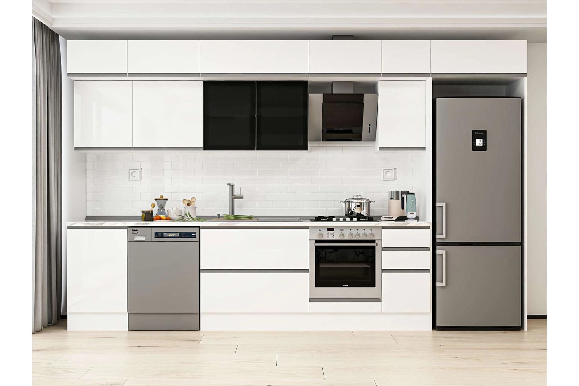 ALVİNKA 370X240 CM MUTFAK DOLABI, MB E80S50S40 3 BEYAZ SUNTALAM