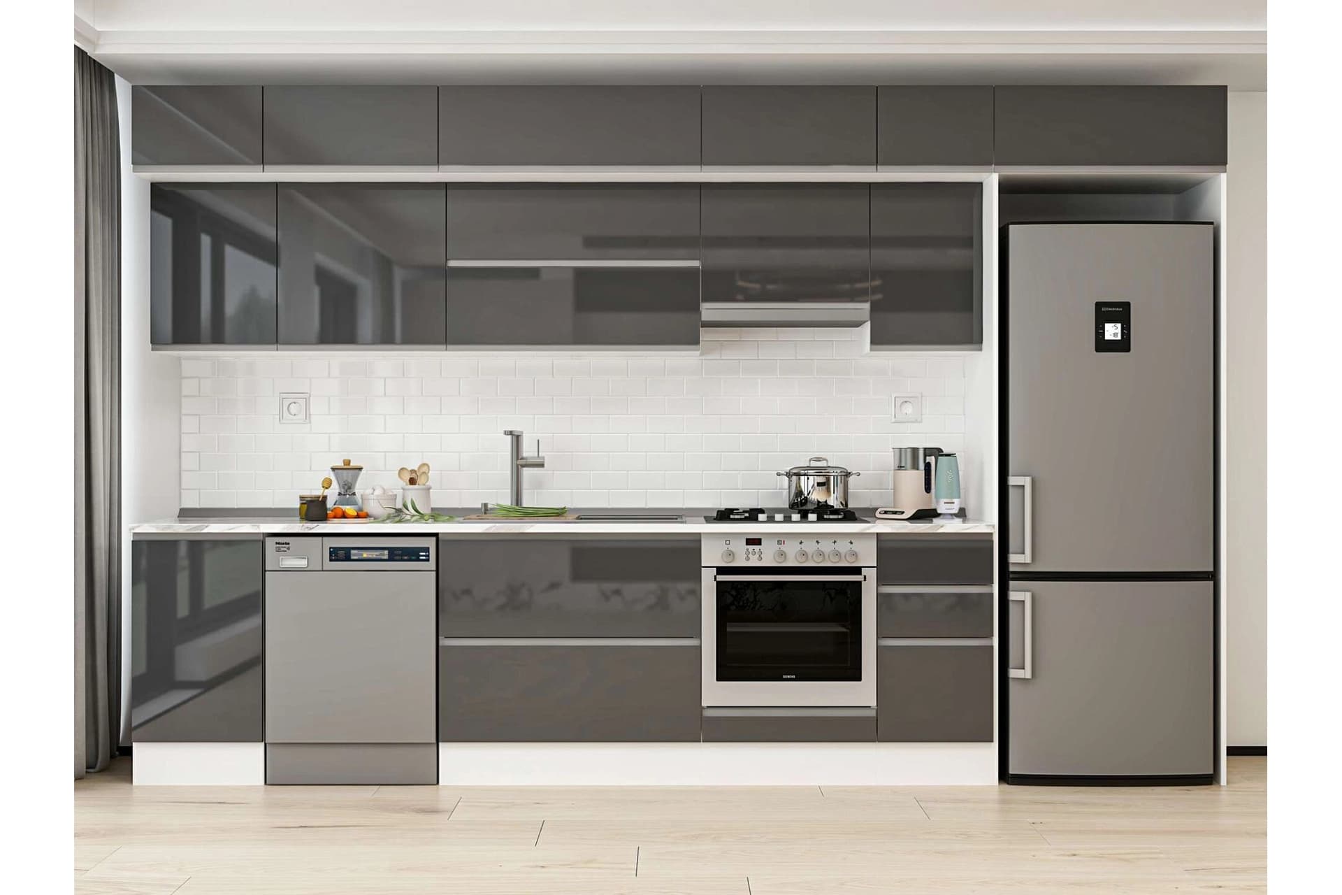 ALVİNKA 365X240 CM MUTFAK DOLABI, MB E80S45S40 1 ANTRASİT SUNTALAM