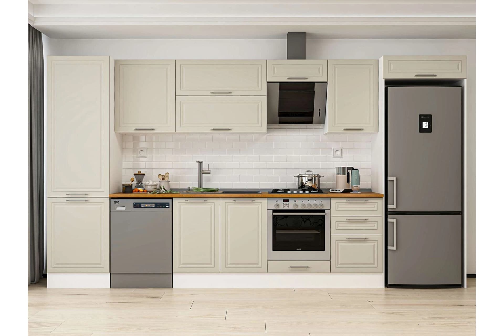ALVİNKA 390X222 CM KLASİK MEBRAN MUTFAK DOLABI, MBB E80B60S50 2 MEBRAN KUMTAŞI SUNTALAM